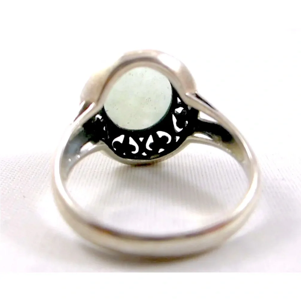 Sterling 925 Thailand Jadeite Ring Sz 8.75 - Picture 7 of 7